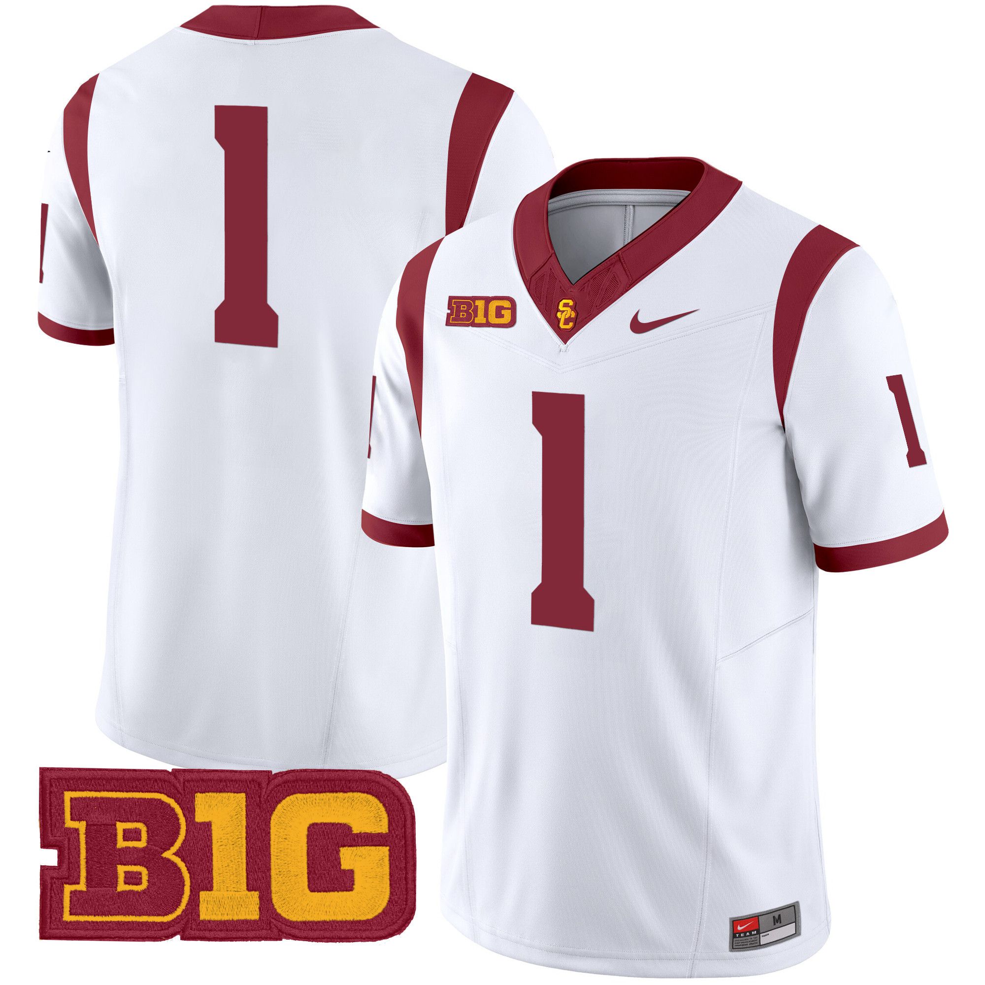 Men USC Trojans #1 No Name White Nike 2024 Vapor Limited NCAA Jersey